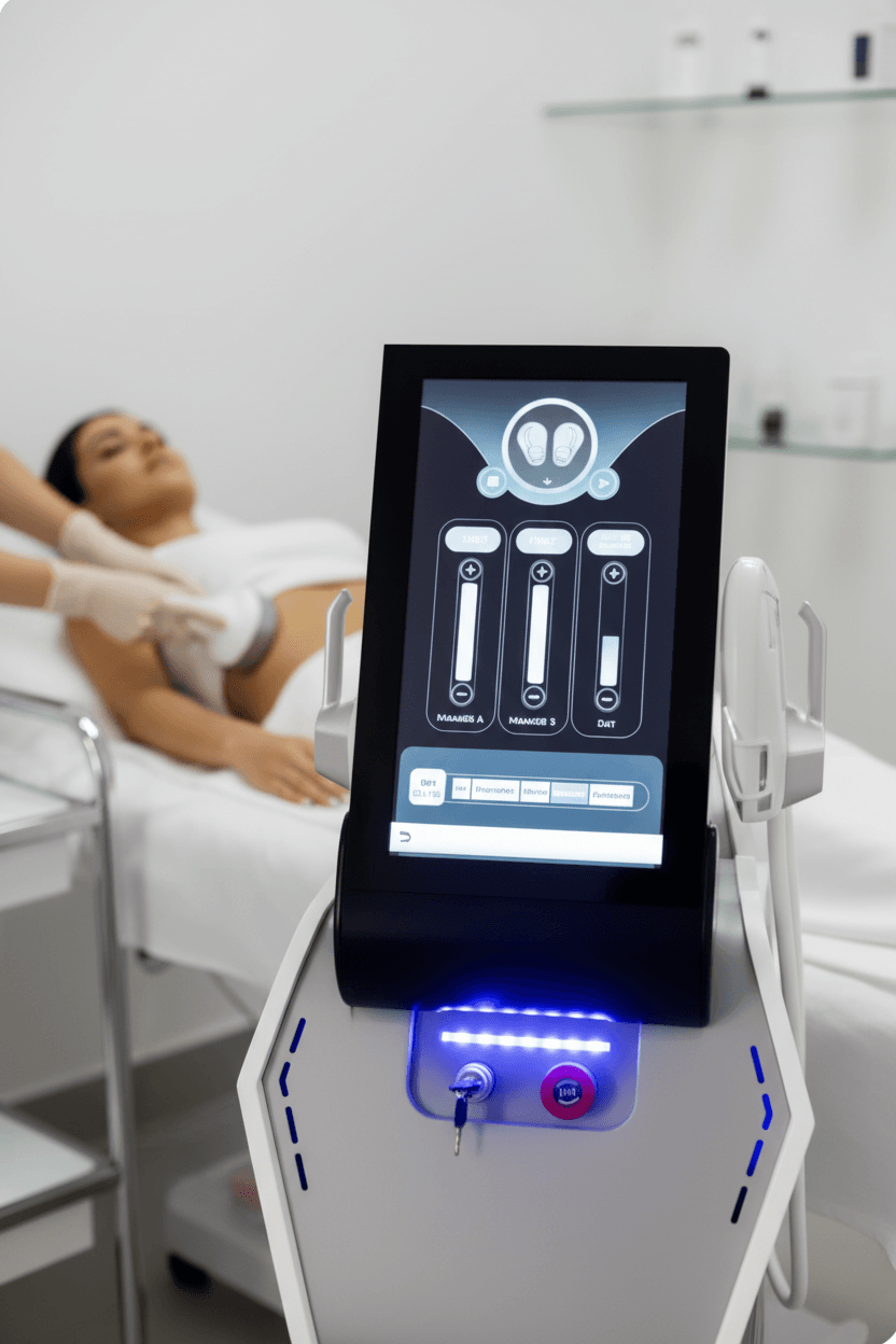 EMF-Styler Behandlung im Liegen EMF-Styler Behandlung im Liegen